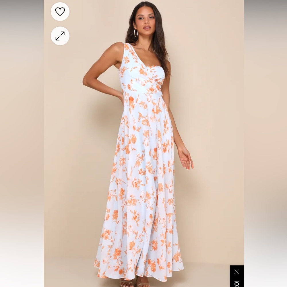 One Shoulder light Blue floral formal dress NWT